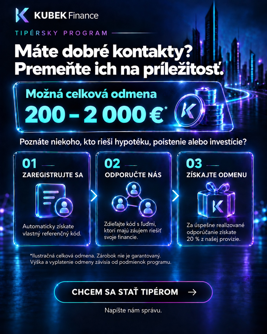 KUBEK Finance – tipérsky program, registrácia, odporúčanie a odmena